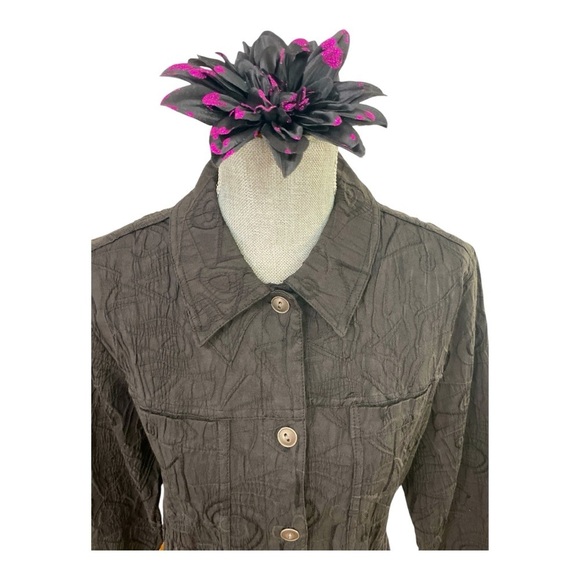 Kaktus Womens Long Sleeve Button Down Swirl Jacket Mirror Image Black Sz M - Picture 5 of 10